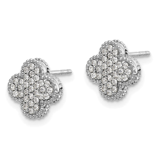 Shop Exclusive 14K White Gold Diamond Quatrefoil Stud Earrings - Stylish Value!