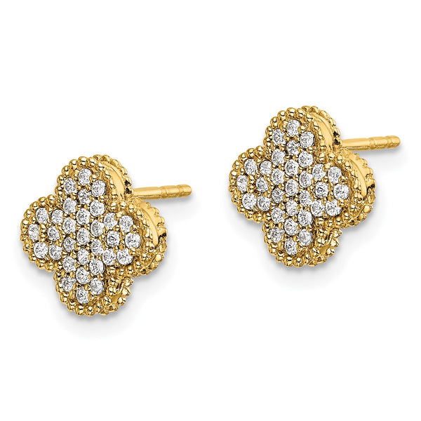 14K Gold Quatrefoil Post Earrings with 1/3 Carat Lab-Grown Diamonds