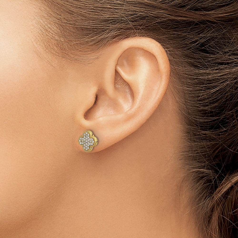 Buy Exclusive 14K Gold Quatrefoil Post Earrings with 1/3 Carat Lab-Grown Diamonds