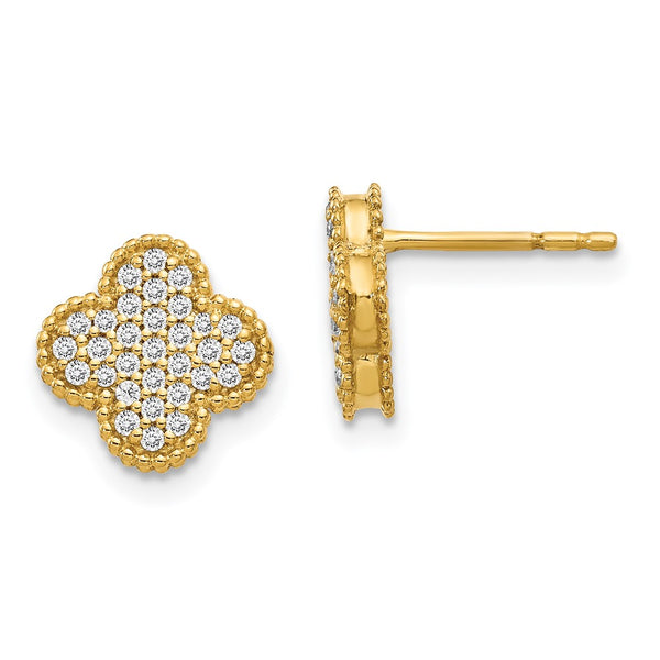14K Gold Quatrefoil Post Earrings with 1/3 Carat Lab-Grown Diamonds