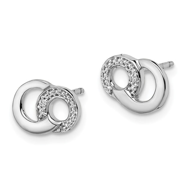14K White Gold Diamond Circle Stud Earrings