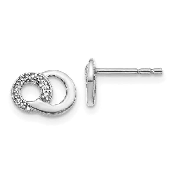 14K White Gold Diamond Circle Stud Earrings