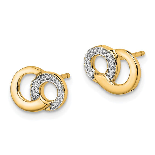 Designer 14K White Gold Diamond Circle Post Earrings | Stylish Rhodium Finish