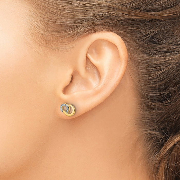 Designer 14K White Gold Diamond Circle Post Earrings | Stylish Rhodium Finish-3