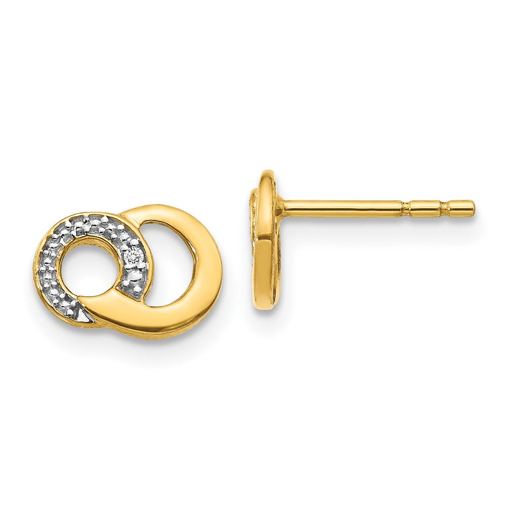 Designer 14K White Gold Diamond Circle Post Earrings | Stylish Rhodium Finish