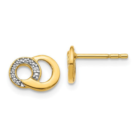 Designer 14K White Gold Diamond Circle Post Earrings | Stylish Rhodium Finish