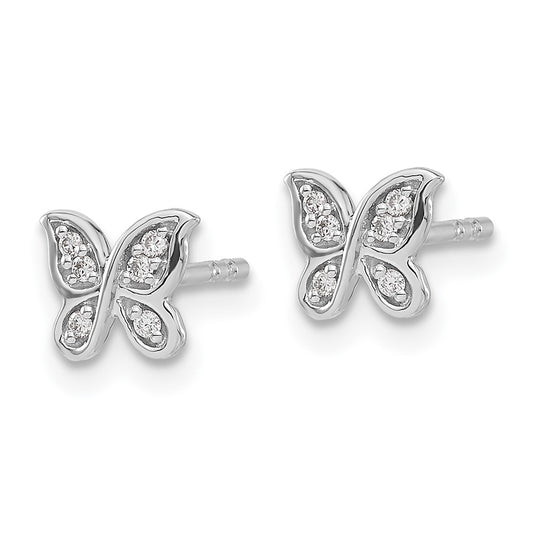 Buy Stylish 14K White Gold Diamond Butterfly Stud Earrings - 0.85mm, Luxury Design
