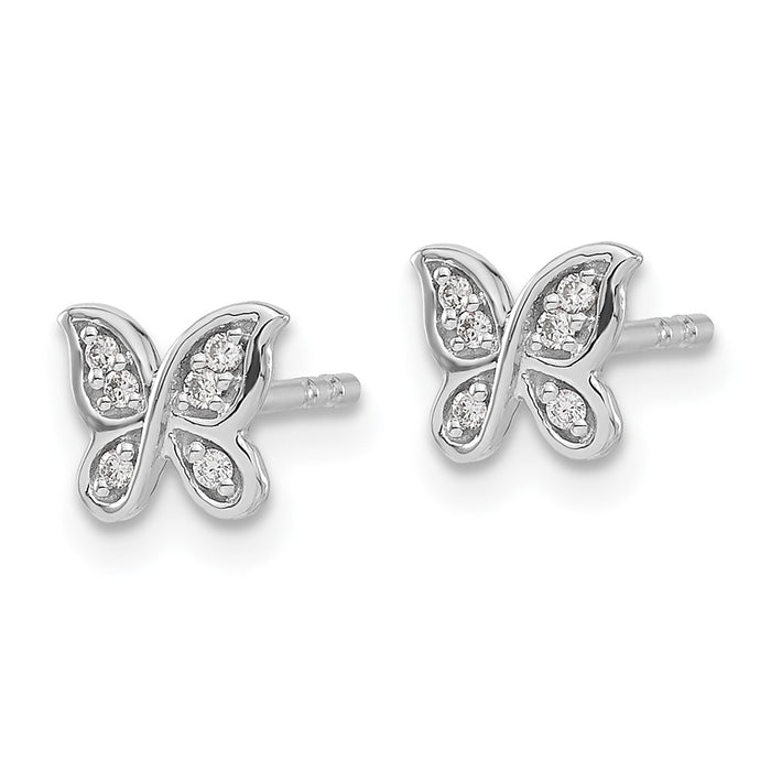 Buy Stylish 14K White Gold Diamond Butterfly Stud Earrings - 0.85mm, Luxury Design-2