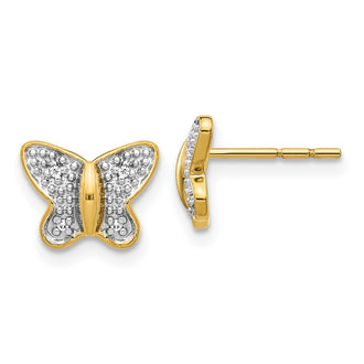 Exclusive 14K White Gold Butterfly Stud Earrings - Stylish Diamond Design, 0.85mm