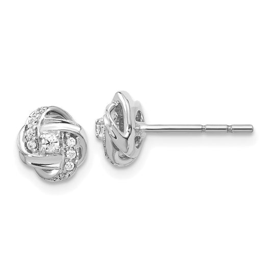High-Quality 14K White Gold Diamond Knot Stud Earrings - Stylish Value!