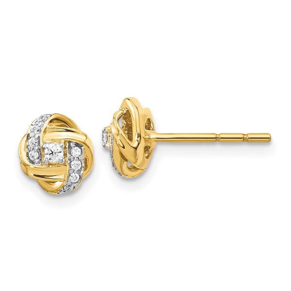 14K Gold Diamond Knot Stud Earrings