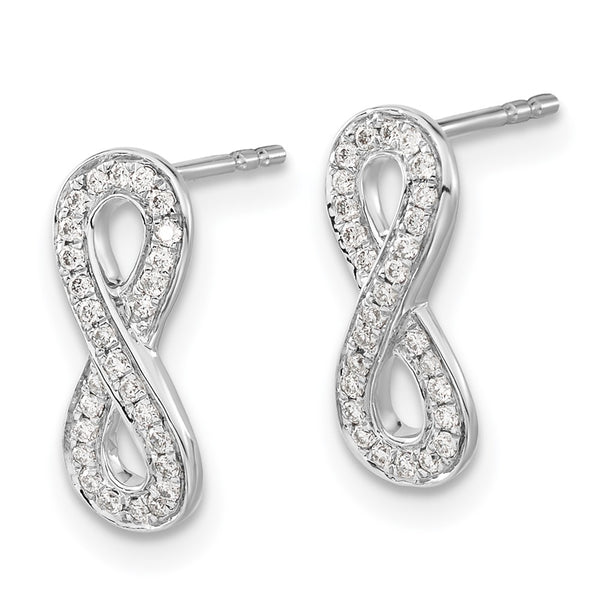 14K White Gold Infinity Diamond Earrings