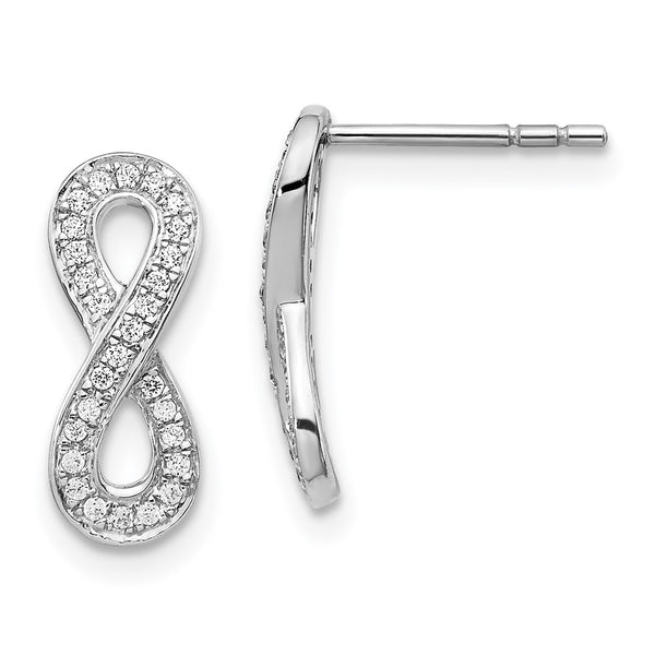 14K White Gold Infinity Diamond Earrings