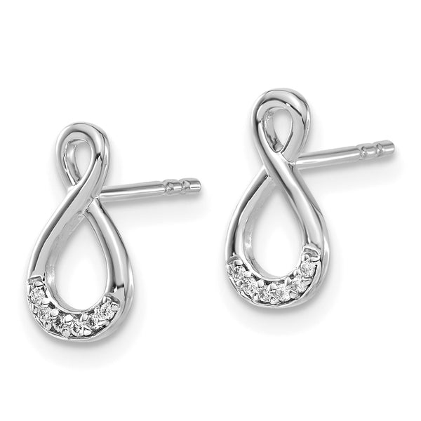 14K White Gold Twisted Diamond Post Earrings