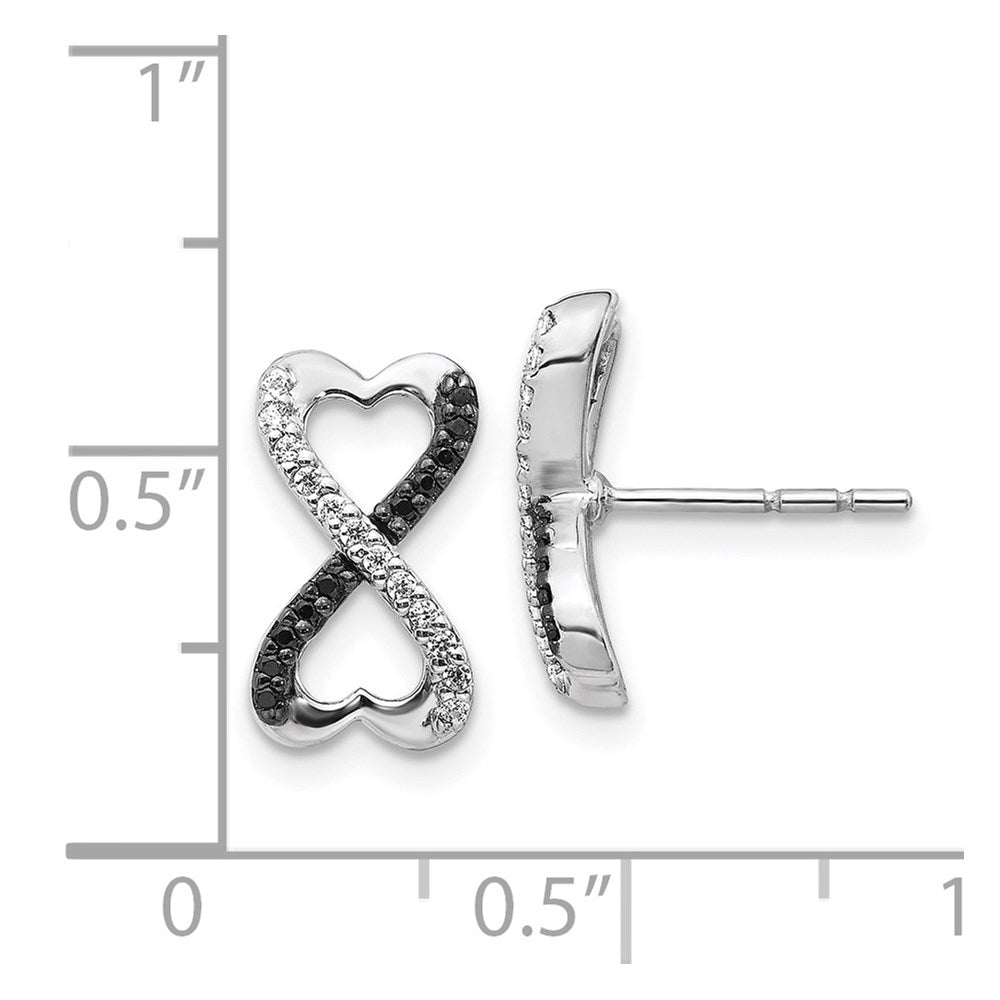 Exclusive 14K White Gold Infinity Heart Earrings - Stylish Black & White Diamonds