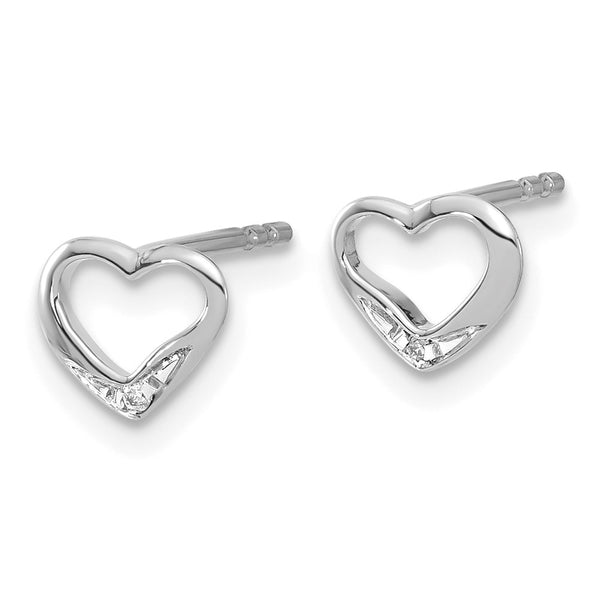 14K White Gold Heart-Shaped Diamond Stud Earrings - 0.85 Carats