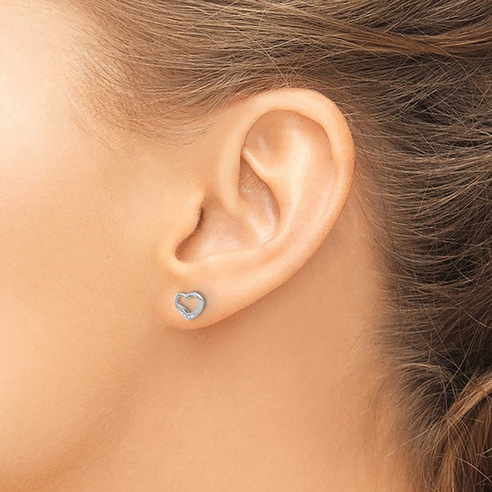 Shop Stylish 14K White Gold Heart-Shaped Diamond Stud Earrings - 0.85 Carats-3