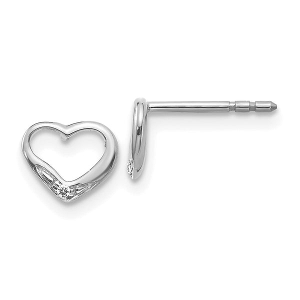 14K White Gold Heart-Shaped Diamond Stud Earrings - 0.85 Carats