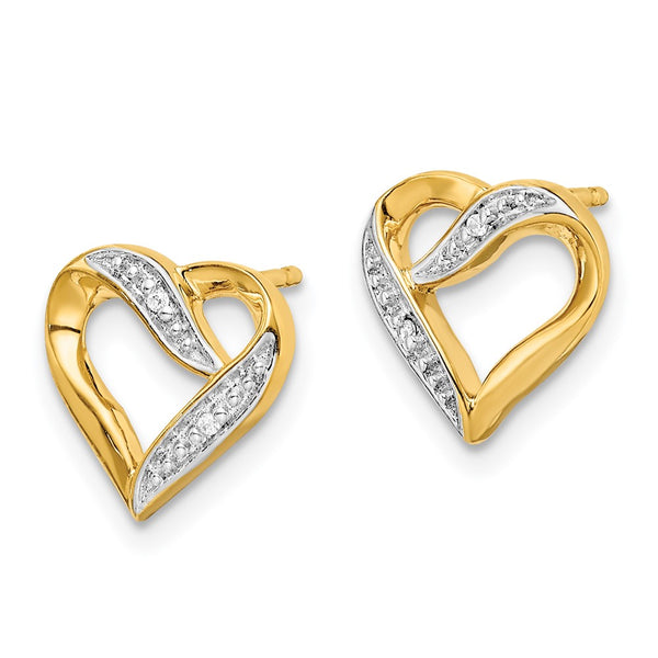 14K Gold Marquise Diamond Heart Stud Earrings