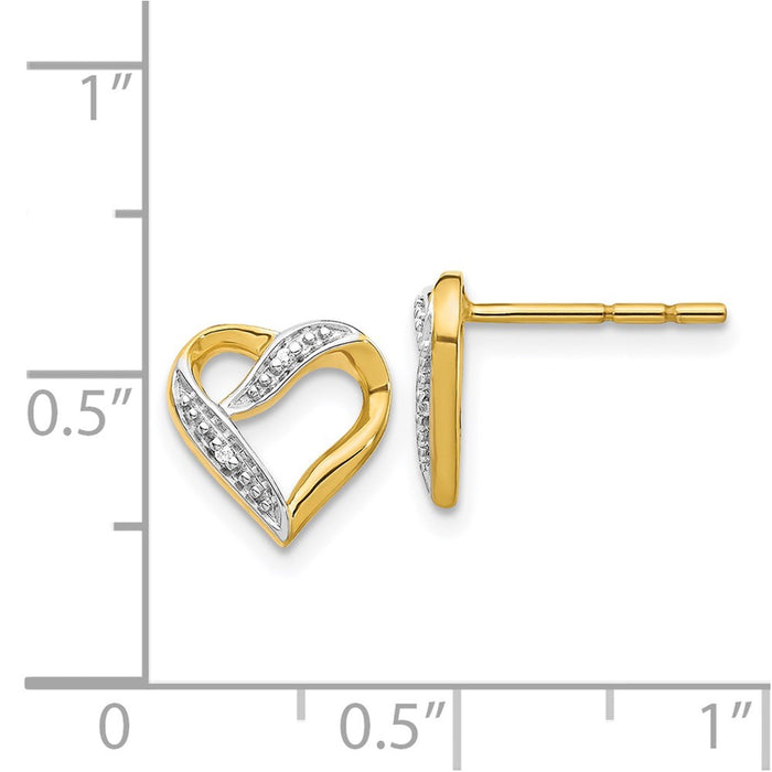 High-Quality 14K Gold Marquise Diamond Heart Stud Earrings - Stylish Value!-4