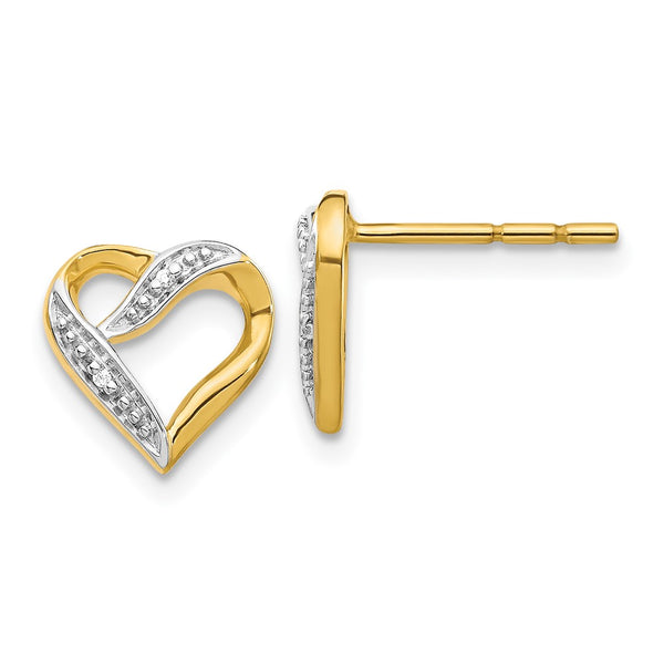 14K Gold Marquise Diamond Heart Stud Earrings