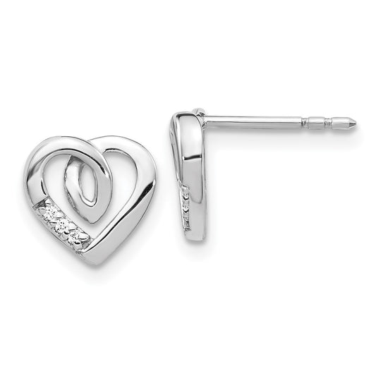 Buy Stylish 14K White Gold Heart-Shaped Diamond Stud Earrings - 0.85 ct