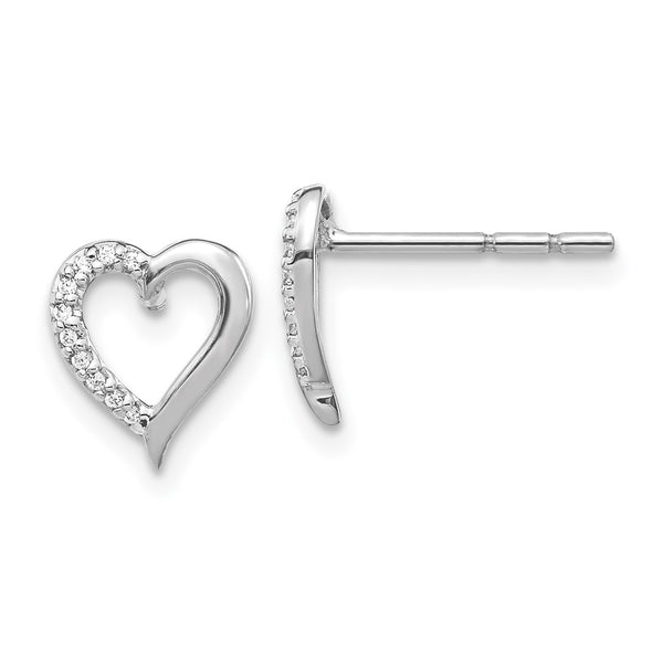 14K White Gold Heart-Shaped Diamond Earrings - Style GR1-1003143