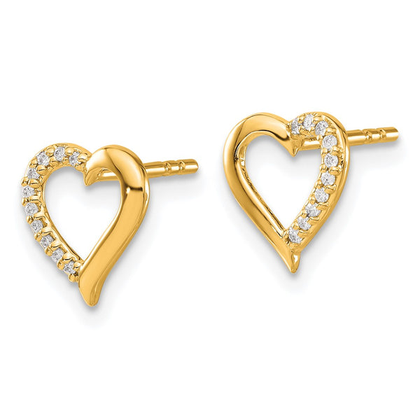 14K Gold Heart-Shaped Diamond Earrings