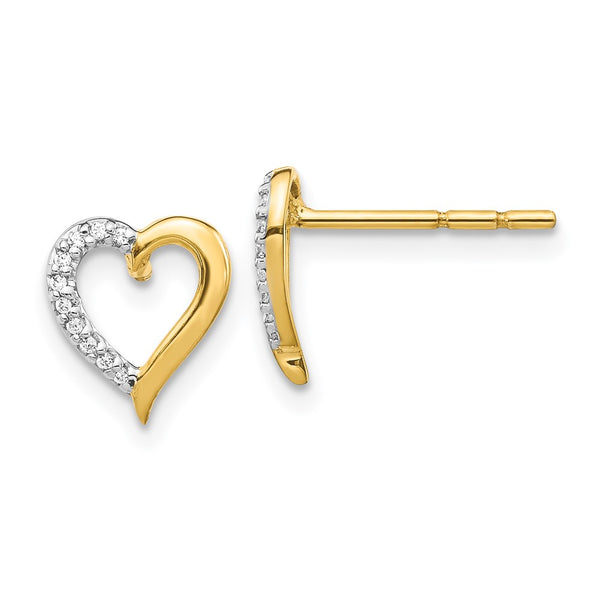 14K Gold Heart-Shaped Diamond Earrings
