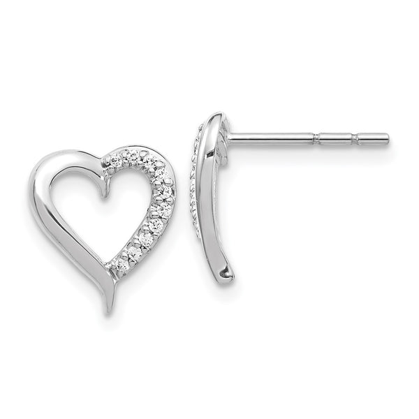 14K White Gold Heart-Shaped Diamond Earrings - Style GR1-1016989