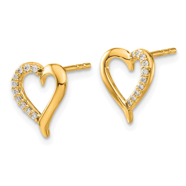 14K Gold Heart-Shaped Diamond Stud Earrings