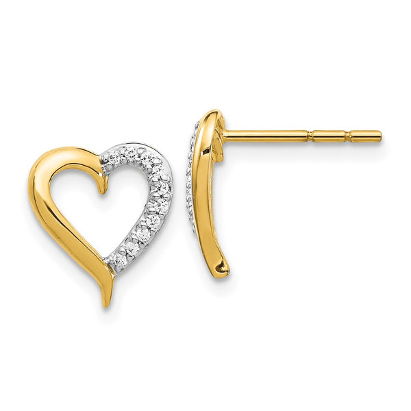 14K Gold Heart-Shaped Diamond Stud Earrings