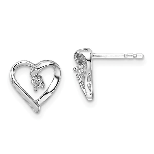 14K White Gold Heart-Shaped Diamond Earring Settings - Style GR1-1003146