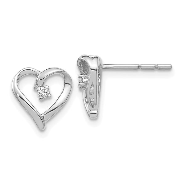 14K White Gold Heart Earrings with AA Diamonds - Style GR1-1003147