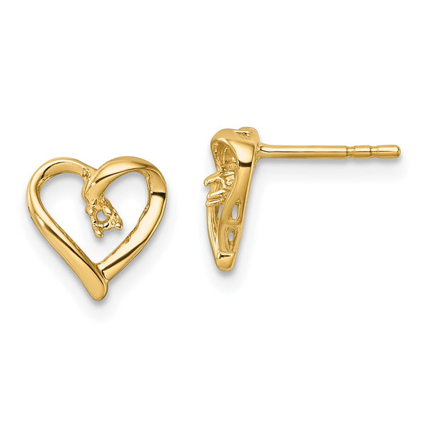 14K Elegant Diamond Heart Earring Settings