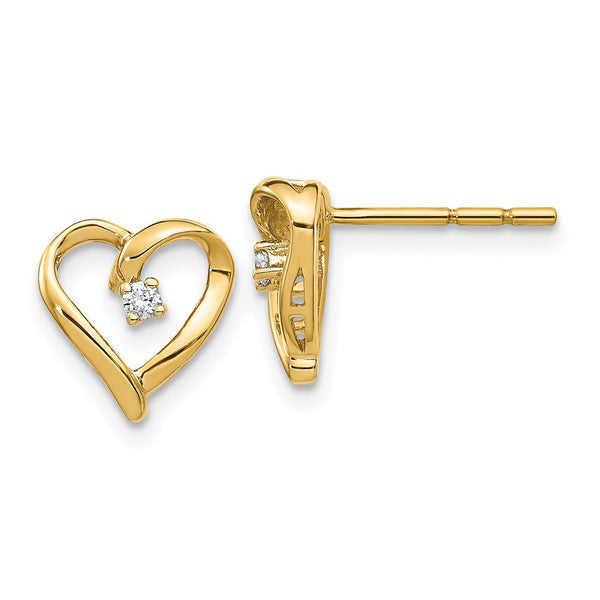 14K Gold AA Diamond Heart-Shaped Earrings