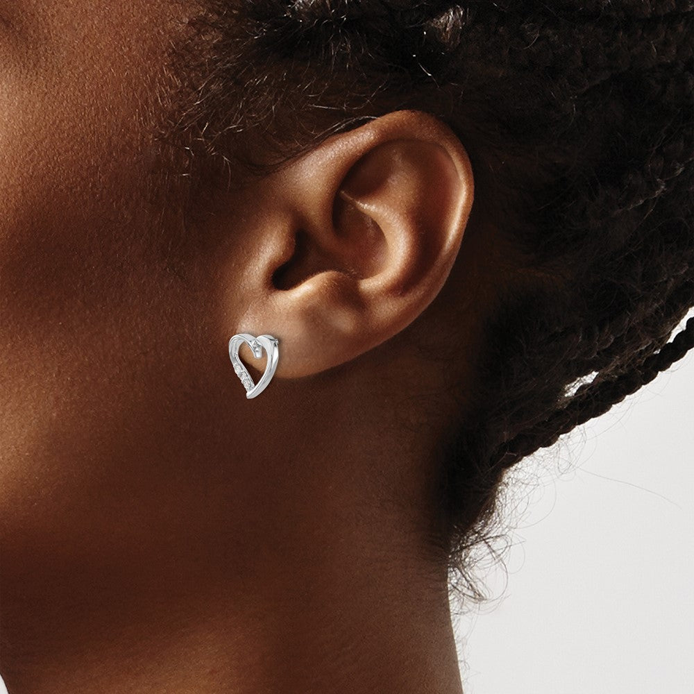 Exclusive 14K White Gold Heart-Shaped Diamond Earrings - Stylish Luxury!