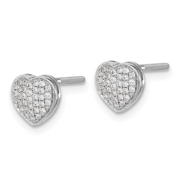 14K White Gold Diamond Heart Earrings - Style GR1-1003150