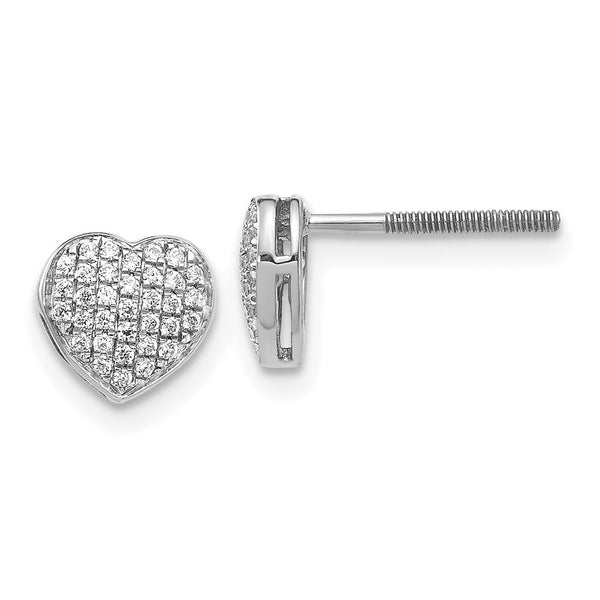 14K White Gold Diamond Heart Earrings - Style GR1-1003150
