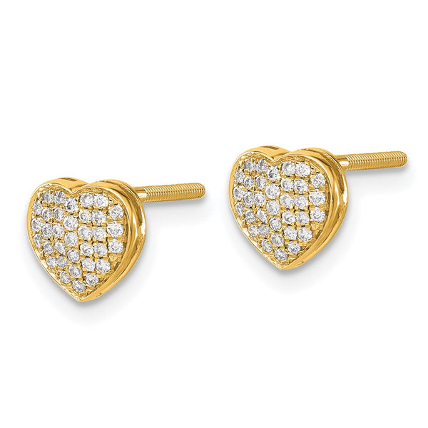14K Gold Diamond Heart Earrings