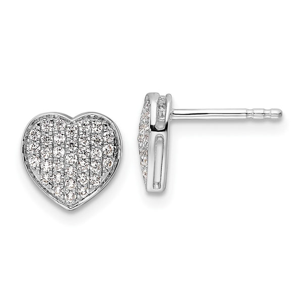 14K White Gold Heart-Shaped Diamond Stud Earrings - Style GR1-1016994