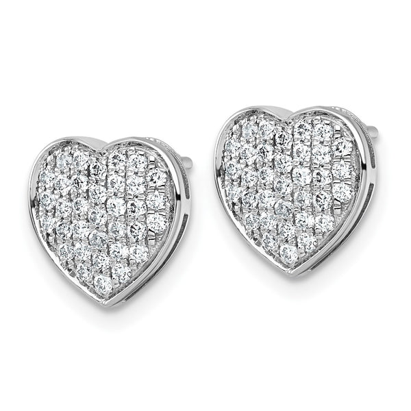 14K White Gold 1/2 Carat Diamond Heart Stud Earrings