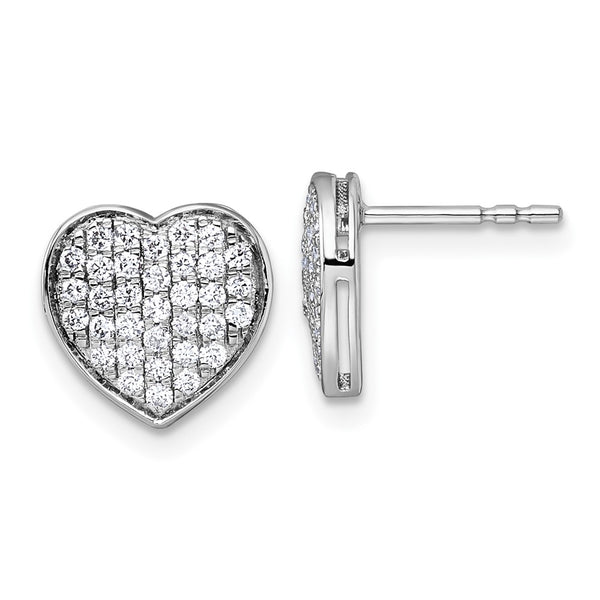 14K White Gold 1/2 Carat Diamond Heart Stud Earrings