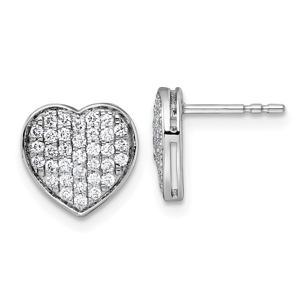 High-Quality 14K White Gold 1/2 Carat Diamond Heart Stud Earrings - Stylish Value!