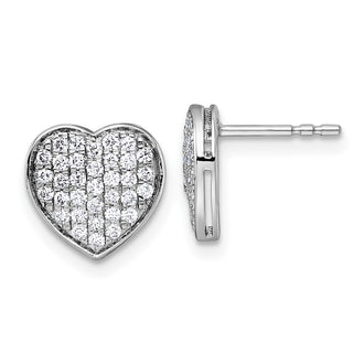 High-Quality 14K White Gold 1/2 Carat Diamond Heart Stud Earrings - Stylish Value!