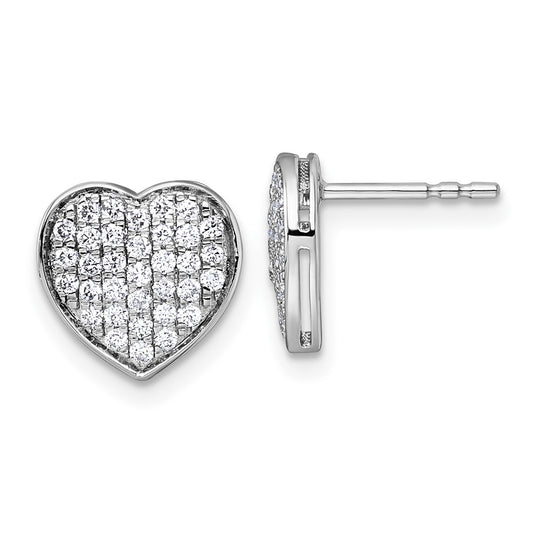 High-Quality 14K White Gold 1/2 Carat Diamond Heart Stud Earrings - Stylish Value!