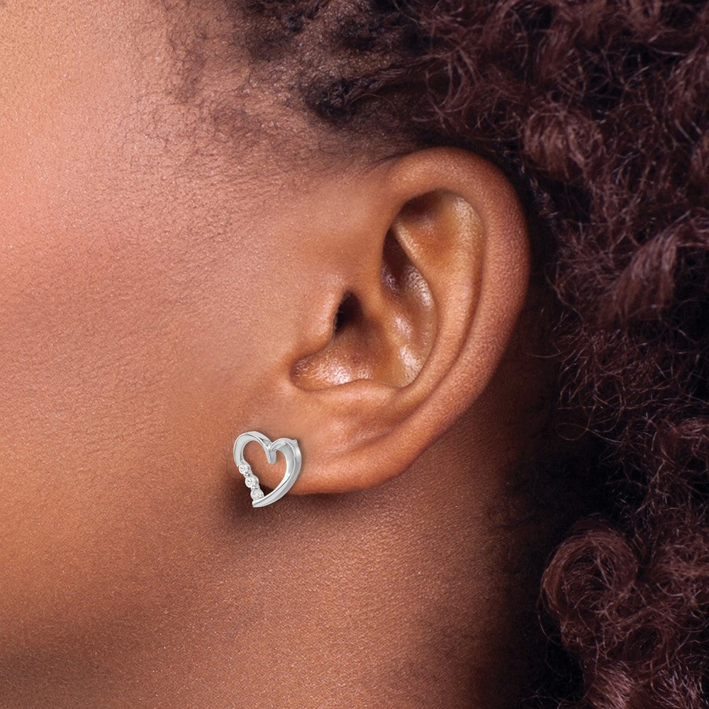 Exclusive 14K White Gold Heart-Shaped Diamond Stud Earrings - Stylish Value!