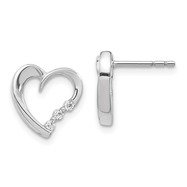 14K White Gold Heart-Shaped Diamond Stud Earrings - Style GR1-1016997