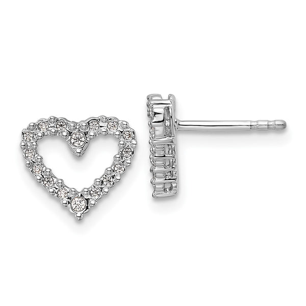 14K White Gold Heart-Shaped Diamond Earrings - Style GR1-1017001