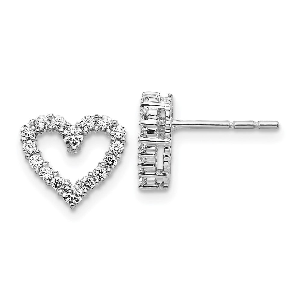 Shop Luxurious 14K White Gold Heart Post Earrings with 1/2 Carat Lab-Grown Diamonds